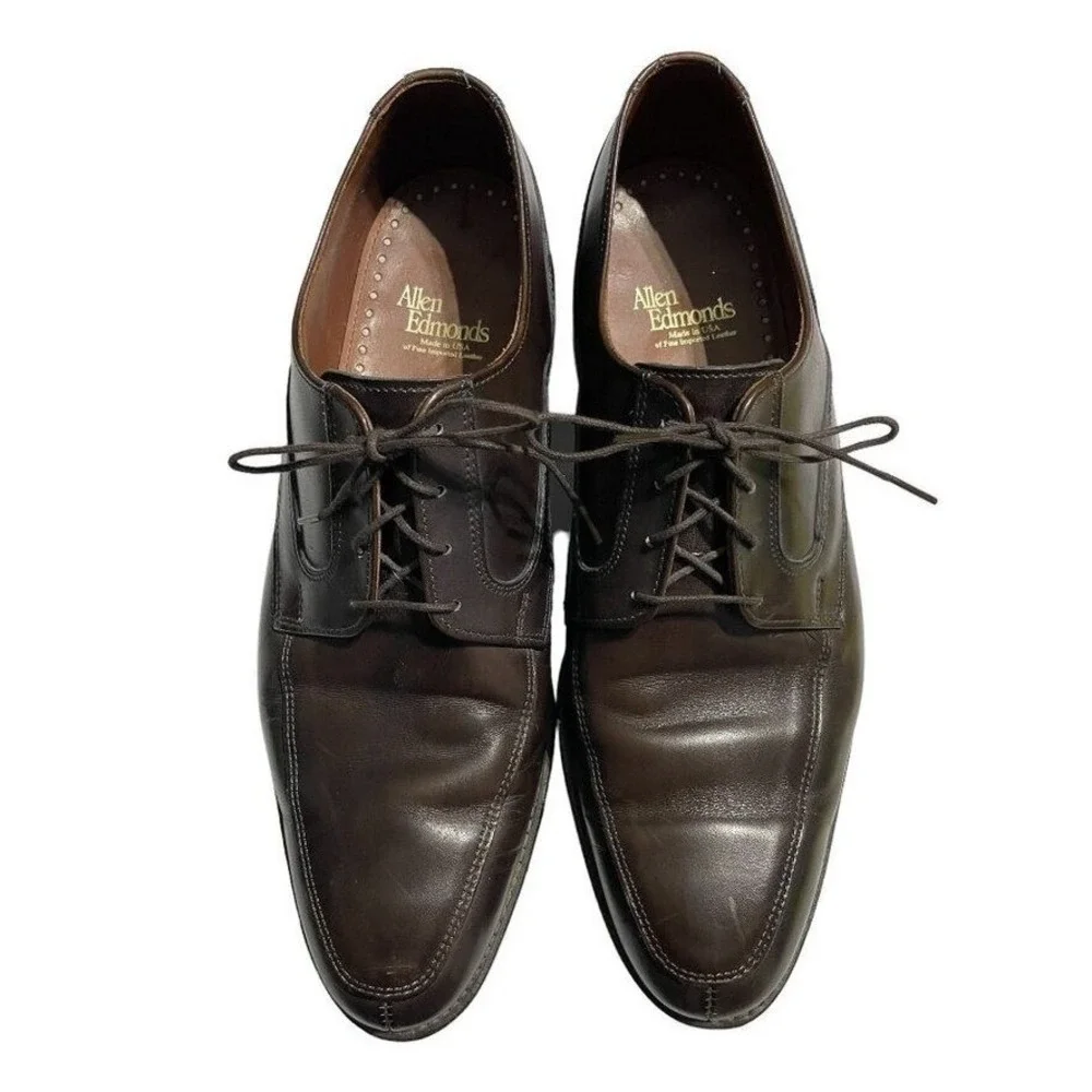 Allen‎ Edmonds Montgomery Mens 10 D Dark Brown Leather Split Toe Derby Shoes USA